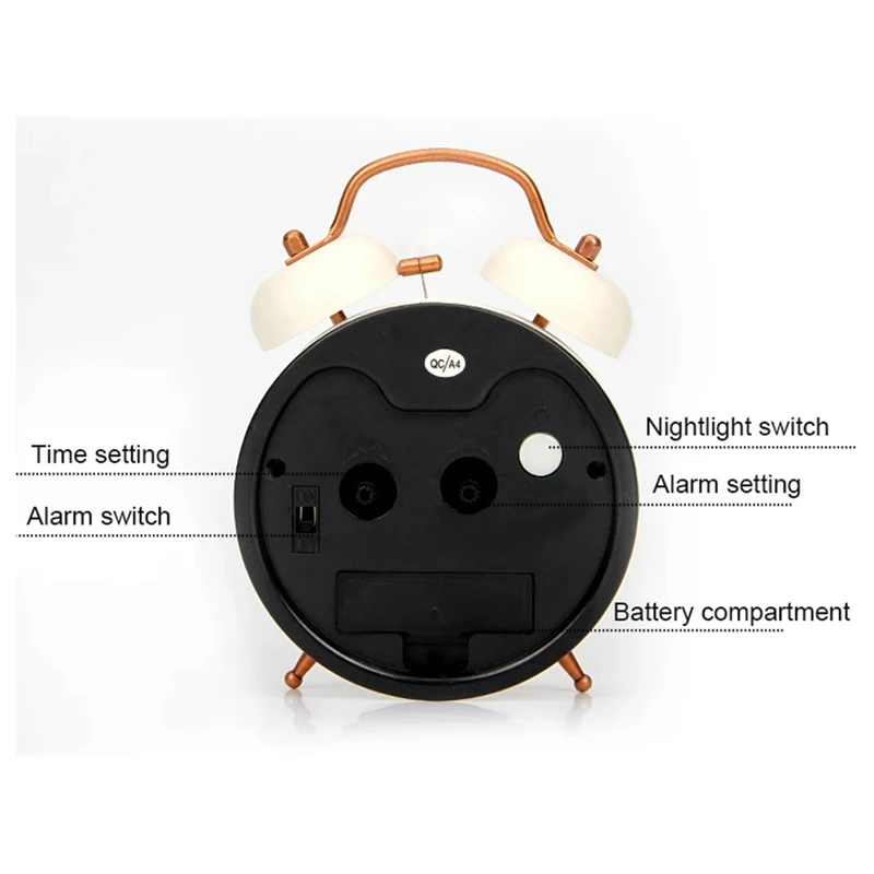 Child Bed Bell Metal Small Alarm Clock Belt Eye-Lantern Mute Alarm Clock Lounged Desk Clock Bedside Wake Up Clock Easy To Use