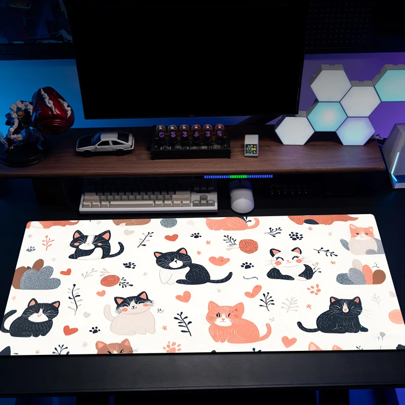 Diy gato oversized luxo gaming mousepad jogos de computador teclado mecânico borracha antiderrapante mesa-pad esports jogadores preferidos