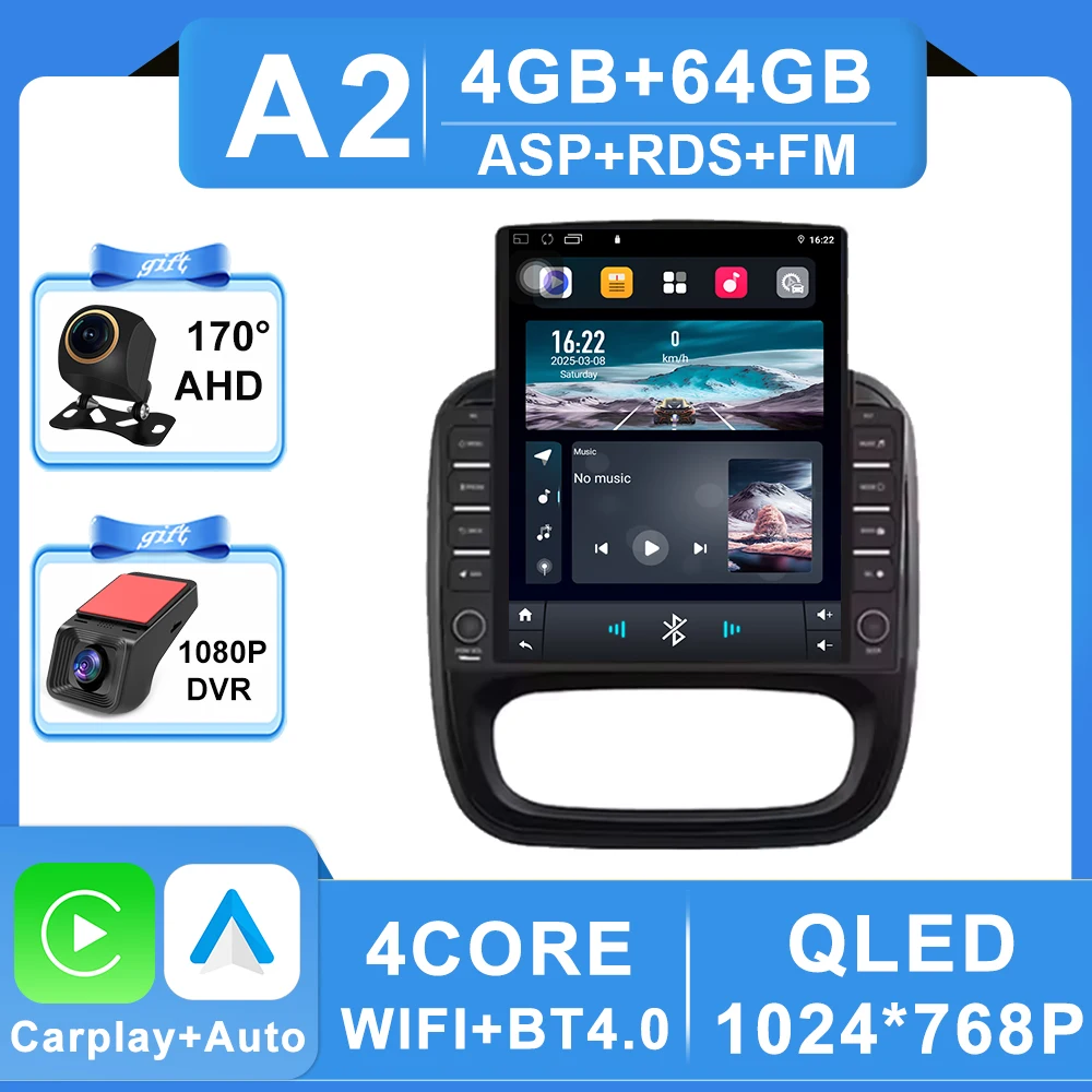 9.7 inch Auto Android Voor Renault Trafic 3 14-21 Voor Opel Vivaro B2 din Carplay GPS Navigatie intelligente Systeem Touchscreen