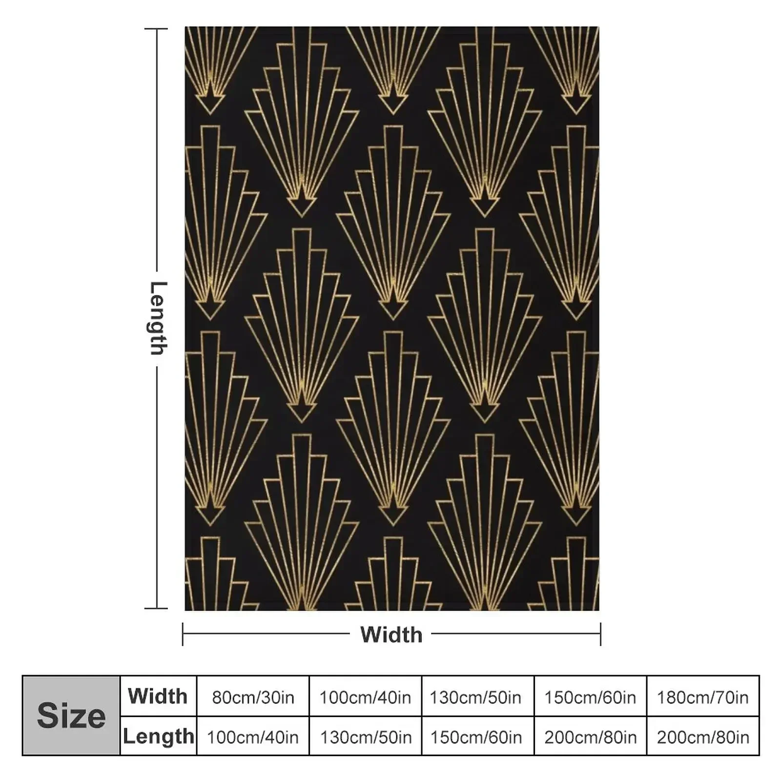 Gatsby deco - origami fans vol 2, black and gold Throw Blanket christmas gifts Picnic Furrys Blankets