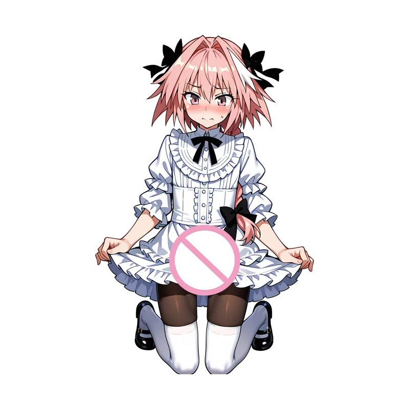 

EARLFAMILY Astolfo Femboys Car Stickers Lovely Cartoon Trunk Decals Occlusion Scratch Waterproof Sunscreen Racing Accessories