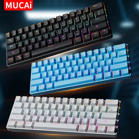 MUCAI 61Key Esports clavier mécanique Mini Portable filaire USB échangeable à chaud effet de lumière rvb axe rouge Compact et pratique