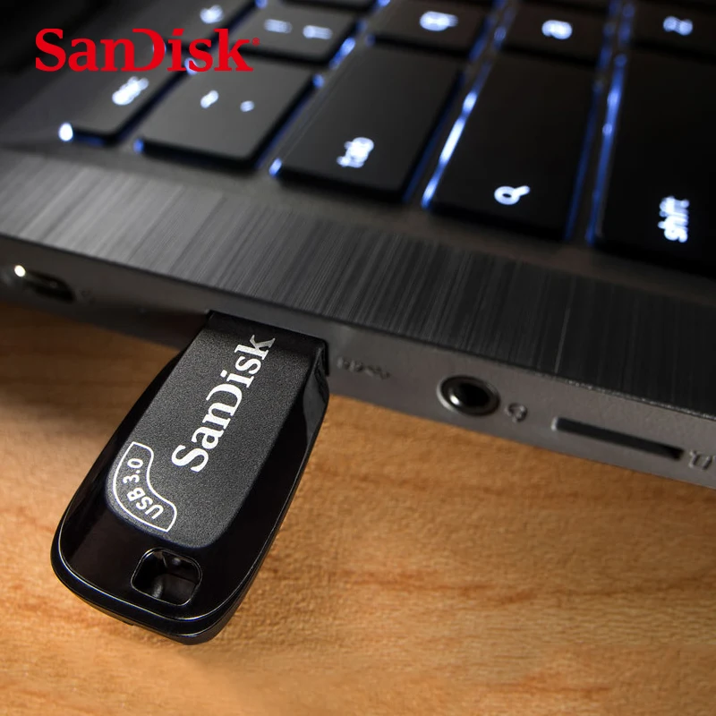 SanDisk-Ultra Shift Flash Drive, USB 3.0 Pendrive, Memory Stick, Carro U Disco, Disco Flash, 128GB, 64GB, 32GB, original