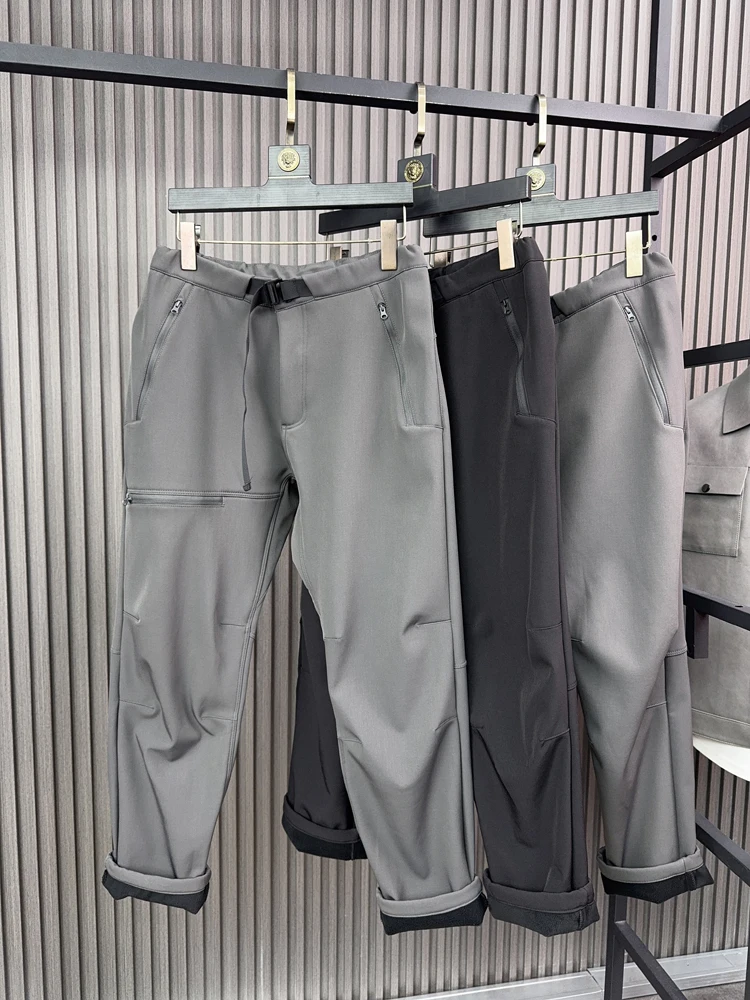 Men's Outdoor Workwear Pants Thickened Fleece Lined Straight Leg Autumn Winter Warm Casual Trousers 3D Tailoring Pampa&