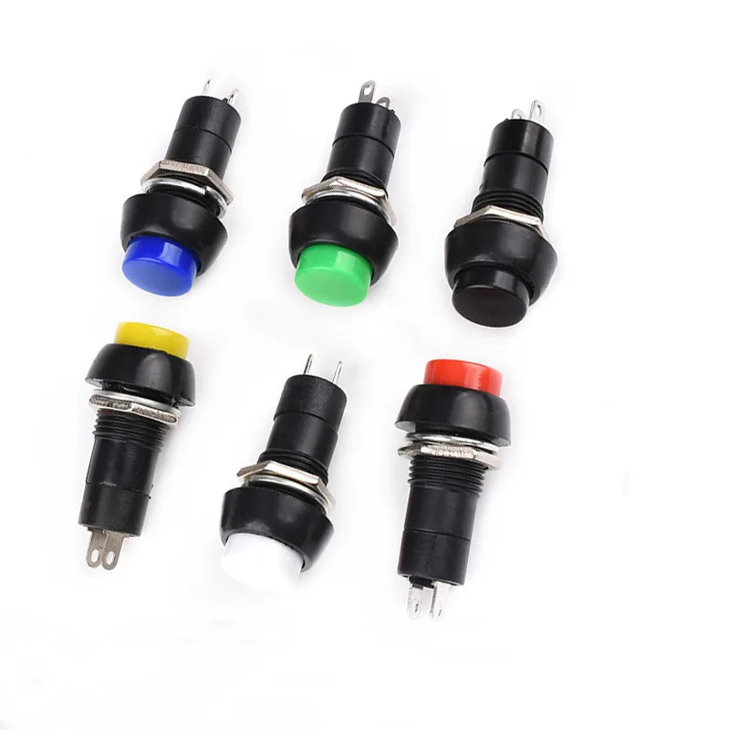 5PCS Momentary/Locking PBS-11A/ PBS-11B 2 Pin 12mm Mini Round Push Button Switch Electrical Equipment 3A 250VAC/1A 125VAC