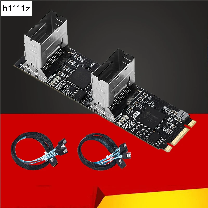 NEW M.2 to SATA Card PCI Express 3.0 M2 to SATA Multiplier Adapter 8 Port SATA 3 6Gbps Controllers B+M Key with 2 Mini SAS Cable