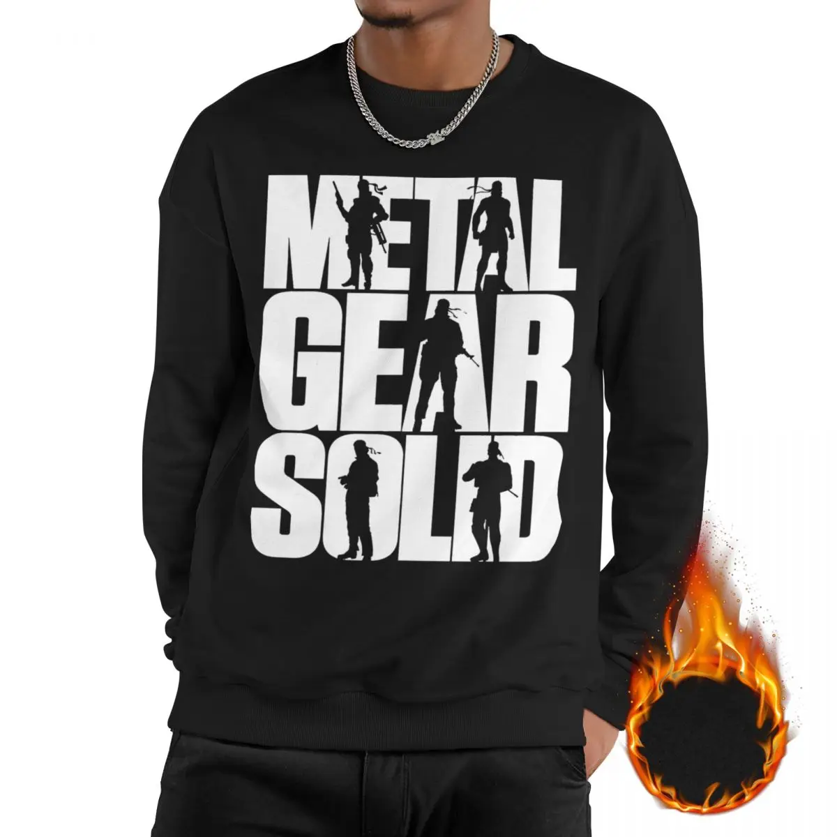 

Man Metal Gear Solid Casual Long Sleeves Sweatshirts Fleece Lined action game Pullover Crewneck Sweatshirt Hoodie