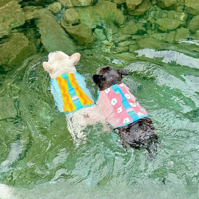 Traje de baño para perros, chaleco salvavidas para mascotas, traje de baño con flotabilidad, prevención de ahogamiento al aire libre, traje de surf para perros, chaleco salvavidas de Bulldog Francés