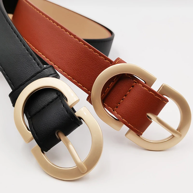 105cm Female Double D Buckle Faux Leather Waistband Fashion Belt Simple Metal Buckle Belt For Suit Jeans Clothing Accessories