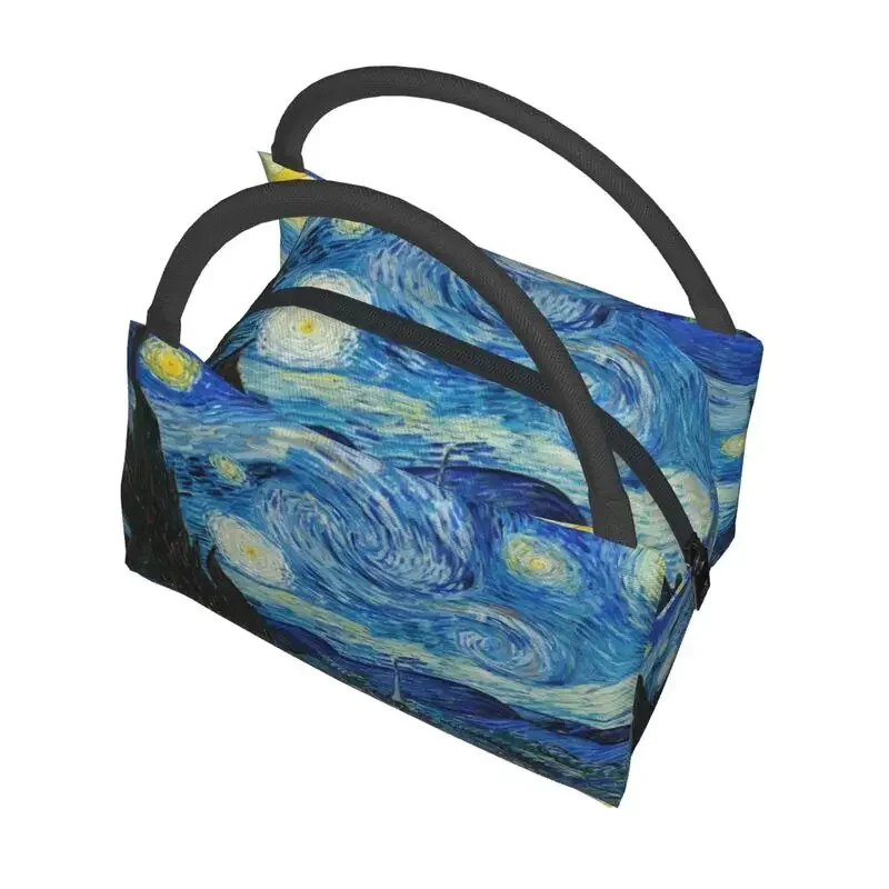 Custom Vincent Van Gogh Starry Night Lunch Bags Women Cooler Warm Insulated Lunch Boxes for Work Pinic or Travel Shoulder Bag