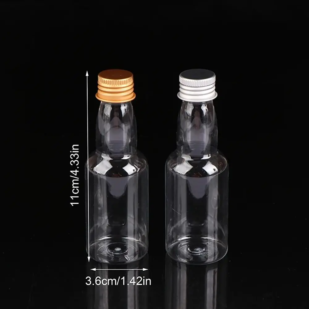 5 Stuks Zilver/Gouden Doppen Plastic Spirituele Fles Feestartikelen Kleine Mini Drankflessen Set Wijnfles 60Ml Alcohol Shot Flessen