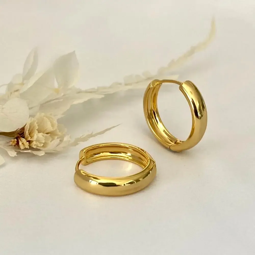 17/21/25 مللي متر 1/3Pairs عادي بيان هوب أقراط الفولاذ المقاوم للصدأ هوجيز الغضروف الذهب اللون أقراط للنساء مجوهرات