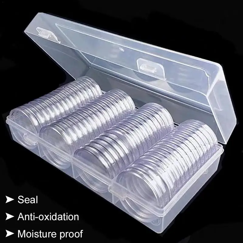 60Pieces 40 mm Silver Eagles Coin Capsules Coin Case Coin Holder Storage Container Storage Box Collection Supplies