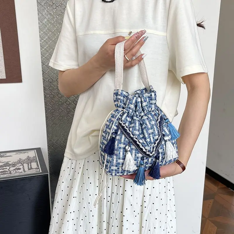 National Style Bag Tassel Han Dynasty Elements Ethnic Style Versatile Large Capacity Portable Bucket Bag Wallet