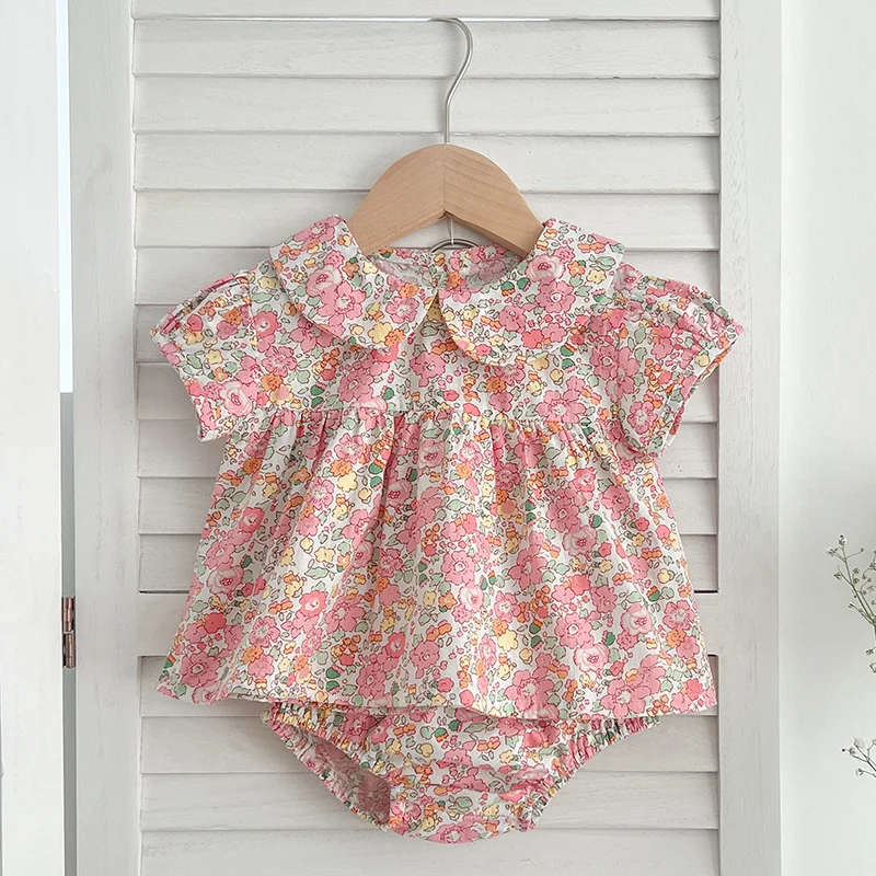 New Baby Clothes Sets Summer Toddler Girl Strap Suits Cotton Printing Baby Girls Tops Tee and Shorts Infant Fashion Newborn Sets