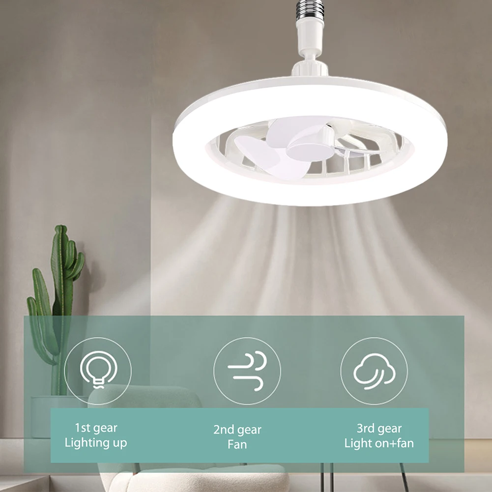 2 In 1 Light Hanging Fan with Remote Control Electric Cordless Fan Dimming Three Color Light for Dining Room Bedroom Living Room