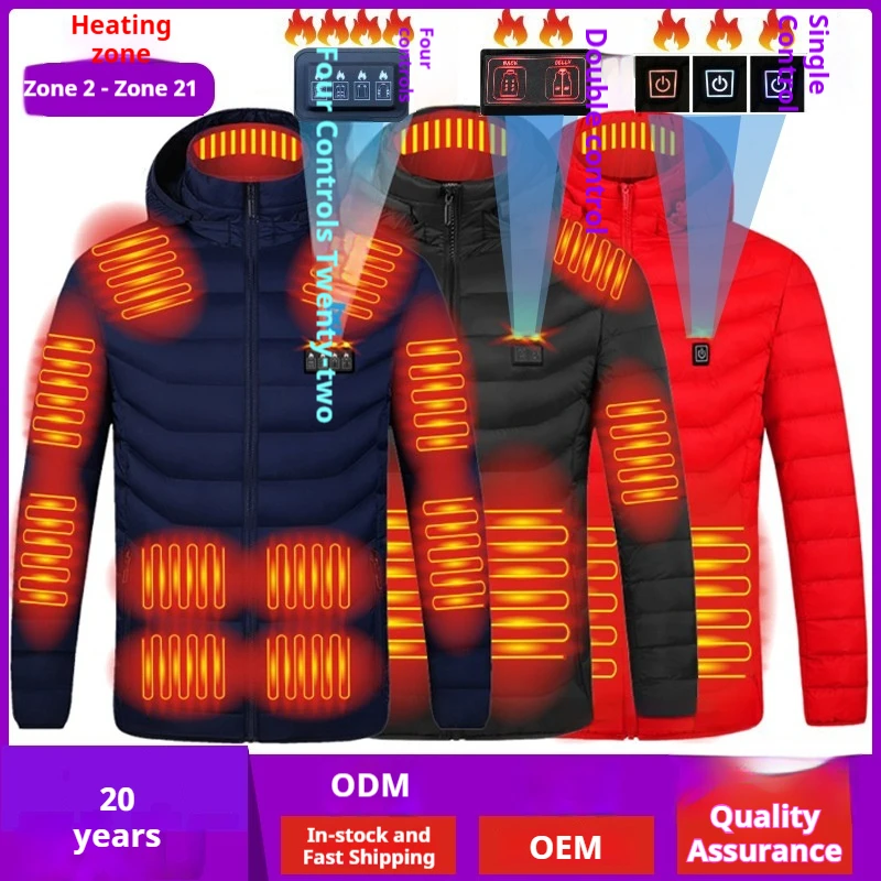 

11 Zone Heating Men Women Smart Constant Temperature Electric Cotton Coat Dual Control Plus Size Winter Warm Men's padded jacket