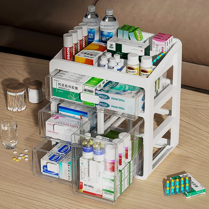 

Household medicine box Household small storage box Drawer type large capacity