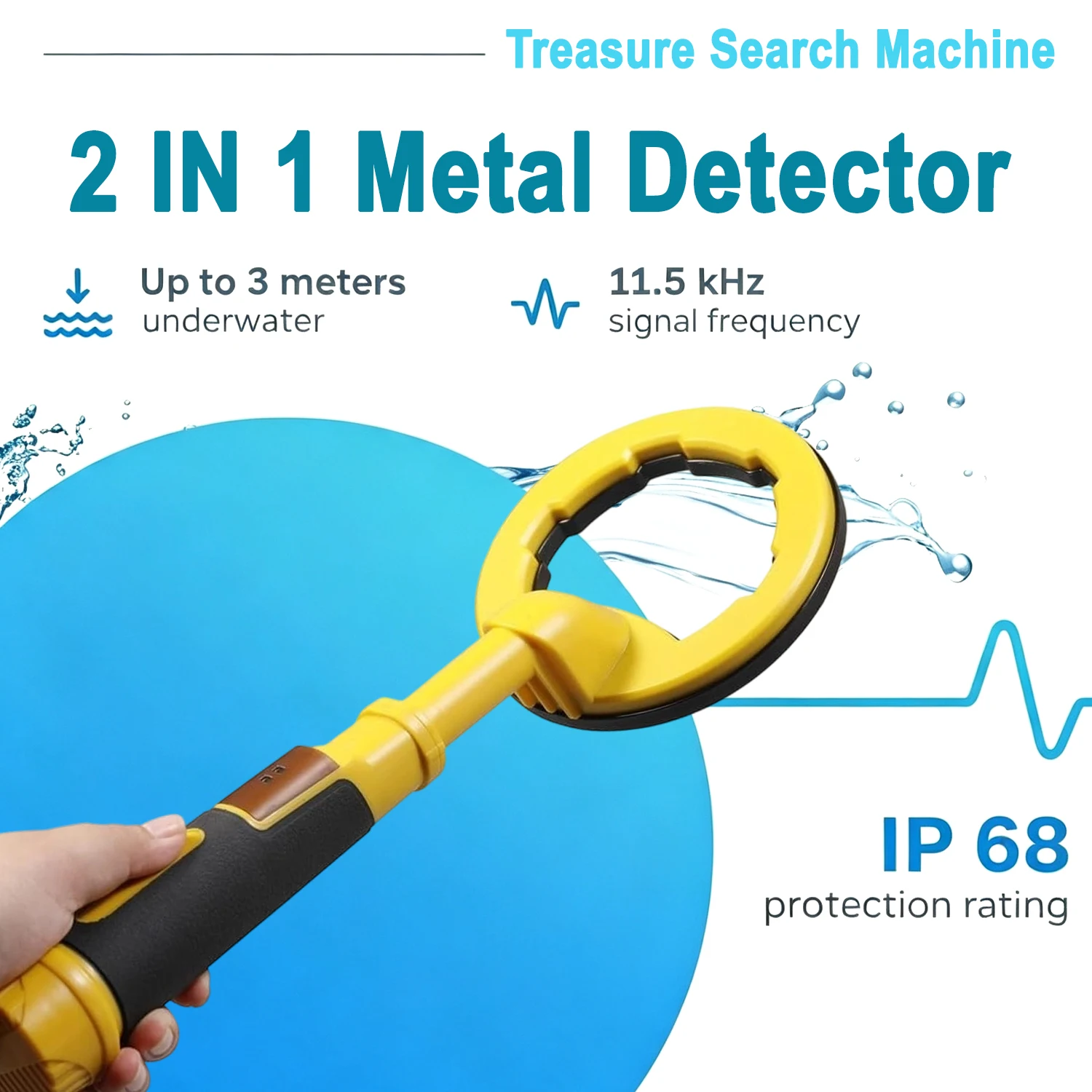 2 in 1 Underwater Detector Treasure Search Machine Fully Waterproof Outdoor Treasure Metal Detector Hand Held Metal Finder