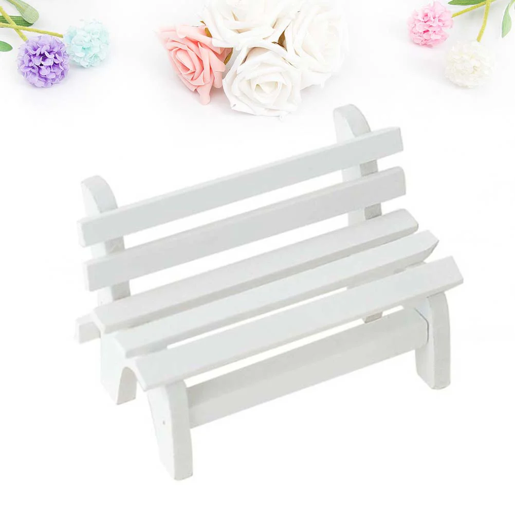 Maniature Wooden Bench Miniature Porch Chair Figurine Garden Decorative Handmade Furniture