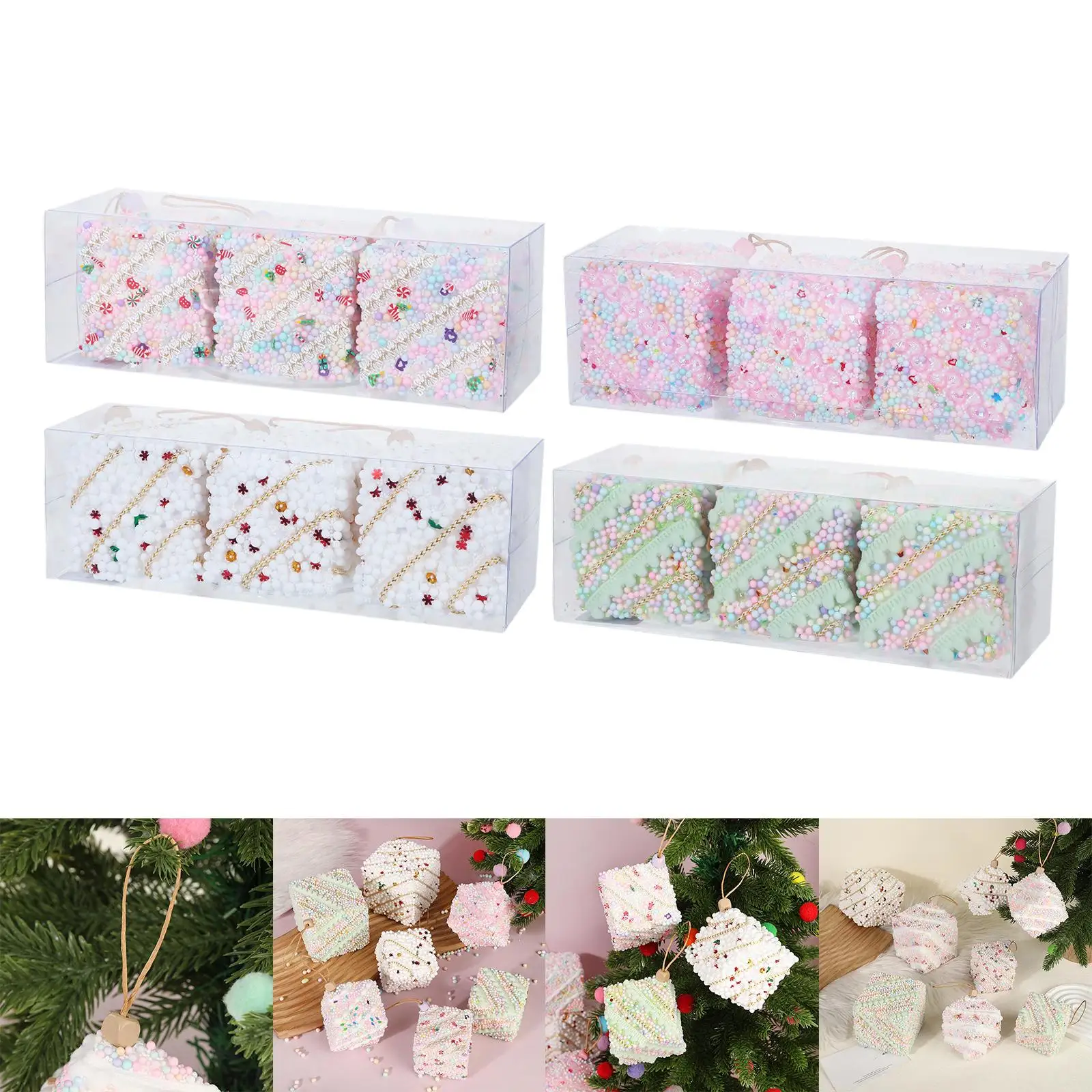 

Рождественская елка, подвеска из пенопласта цвета макарон, праздничное подвесное украшение для зимней праздничной вечеринки