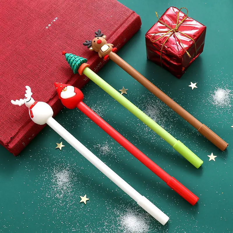 1 Pcs Cute Kawaii Christmas Gel Pens 0.5mm Black Ink Christmas Tree Elf Santa Gift Pens for Writing School Office Stationary