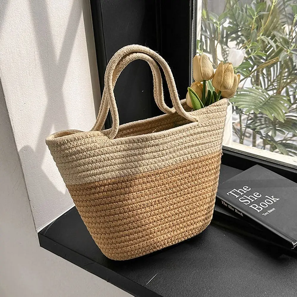 Bolso de mano de estilo coreano para mujer, bolsa de mano de gran capacidad, tejido Ins, de muñeca grande, informal