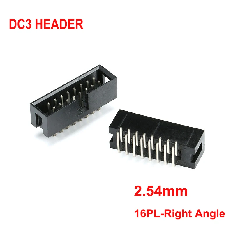 10PCS Dip DC3-16P Socket Header 2X8 PIN 2.54mm Strip Connector Socket Double row Right Angle Male Pin Header 2*8 16P DC3 Box Con