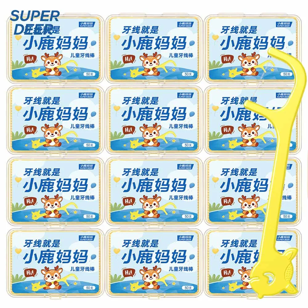 Kids Dental Floss Picks Deer Shapes Easy Slide Between Teeth Helps Prevent Cavities Gum Disease Children Disposable Floss Sticks