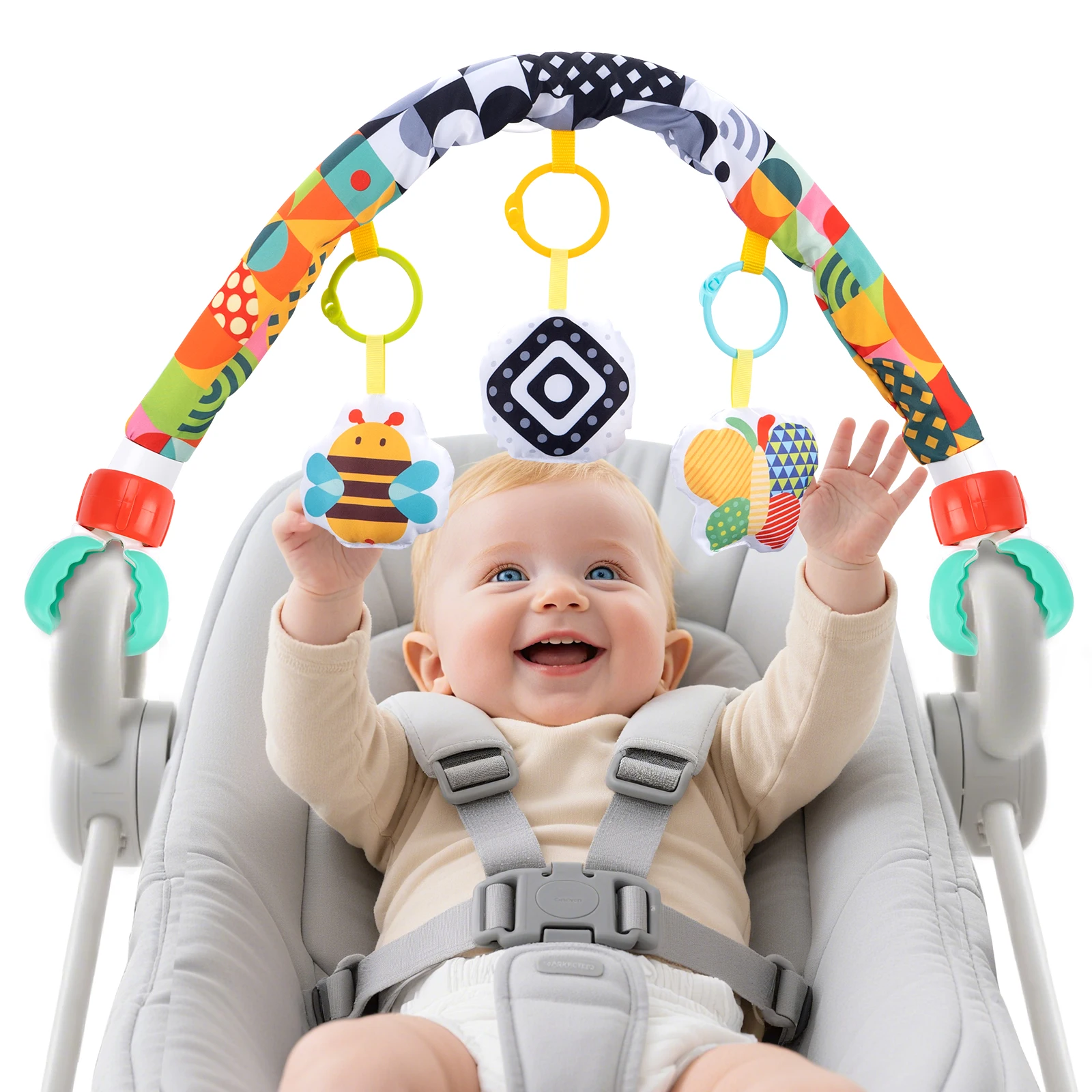 Kinderwagen Bogen Spielzeug Türsteher Spielzeug Kinderwagen Aktivität Bogen Spielzeug Feinmotorik Spielzeug sensorische Entwicklung Baby Auto s – Detail 20