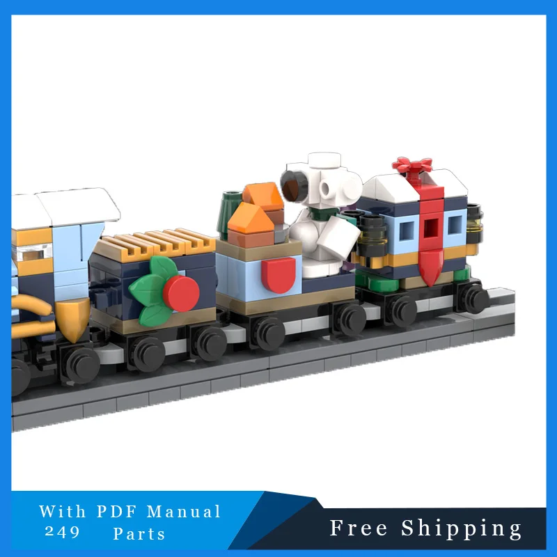 ชุดตัวต่อรถไฟเมืองฤดูหนาว 249 ชิ้น แบบ MOC ประกอบเอง ของเล่นเสริมพัฒนาการด้านการศึกษา ของขวัญสุดพิเศษ
