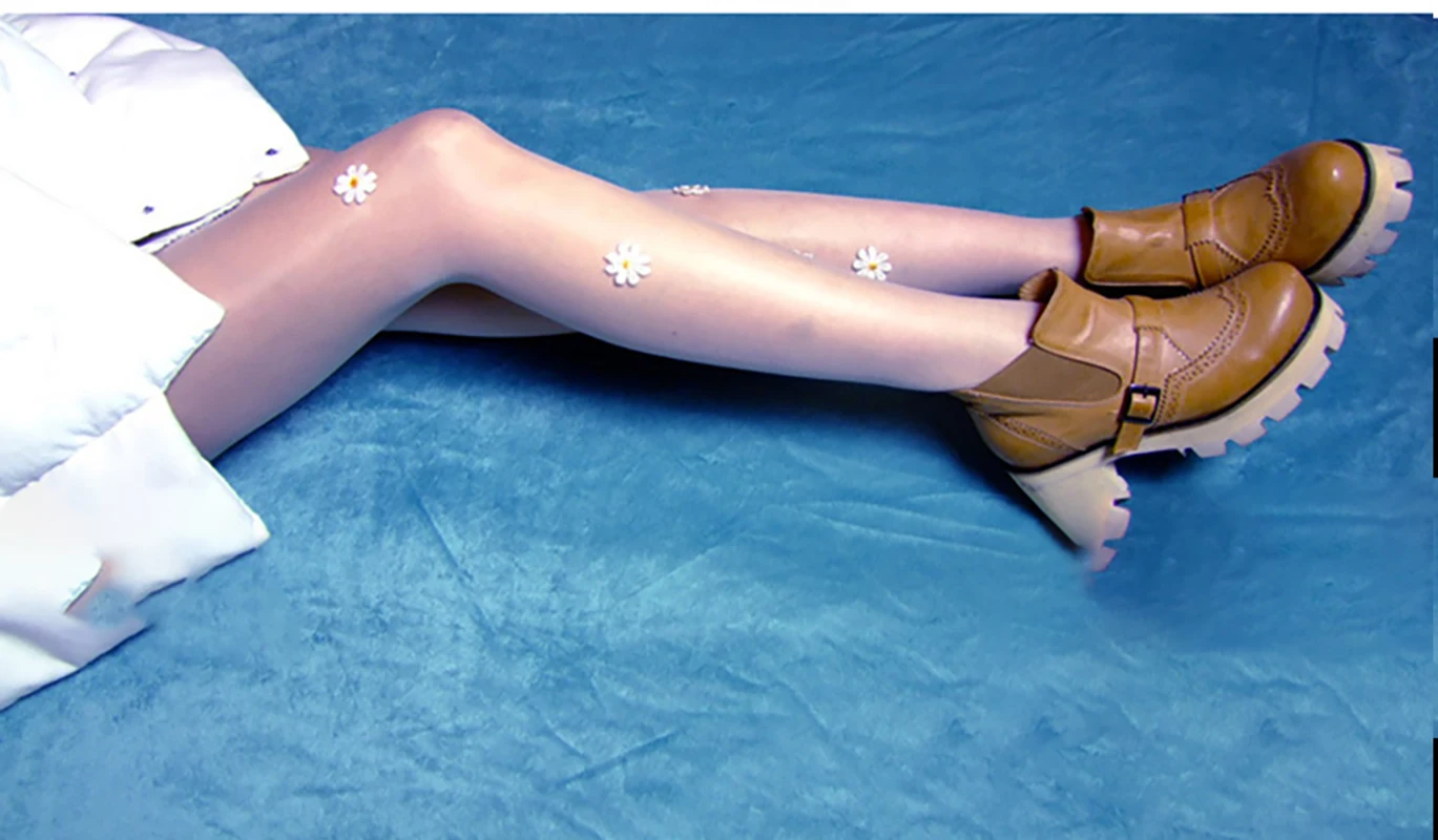 Lady Sheer Pantyhose Stocking Silk Women Tights Decorated With Flowers Accessories