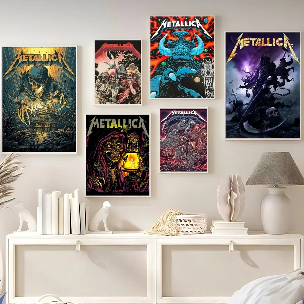 Band M-METALLICA Vintage Posters Sticky Retro Kraft Paper Sticker DIY Room Bar Cafe Kawaii Room Decor