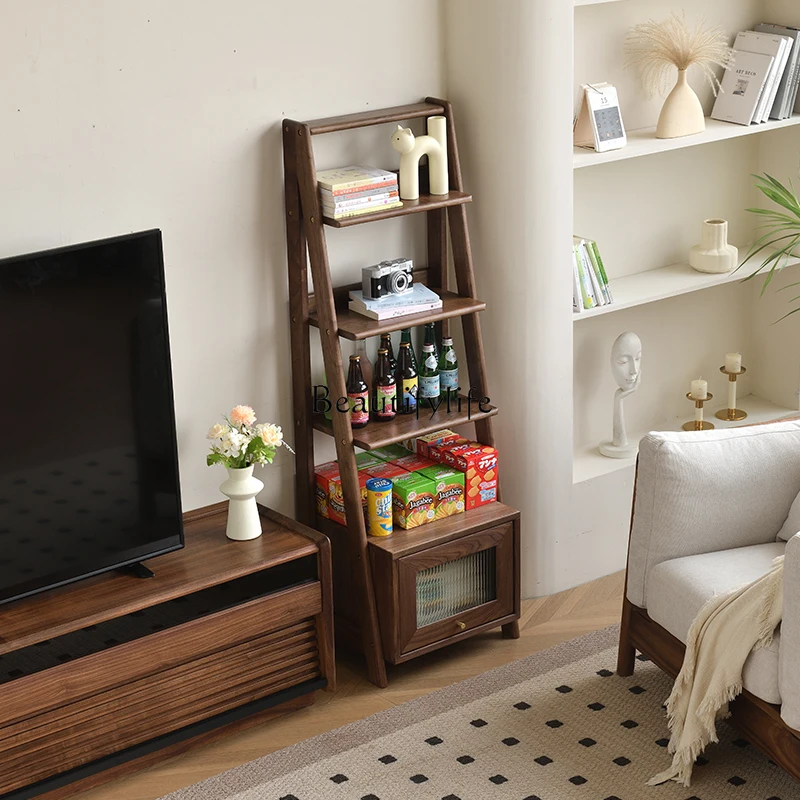 

Solid wood bookshelf Nordic bedroom book storage storage TV side cabinet