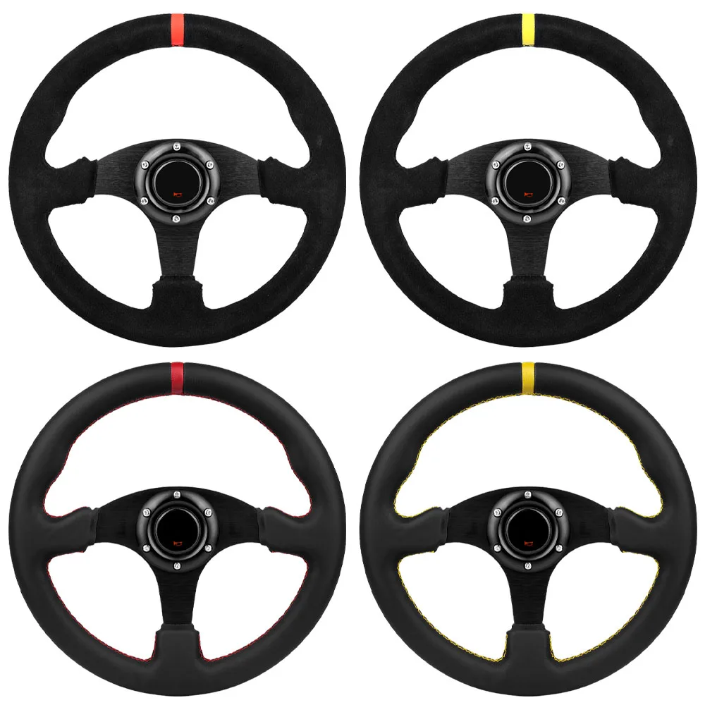 330mm Racing Steering Wheel Flat Suede Car Drift Pc Game Wheels Control Universal 13inch with Mo * * Logo