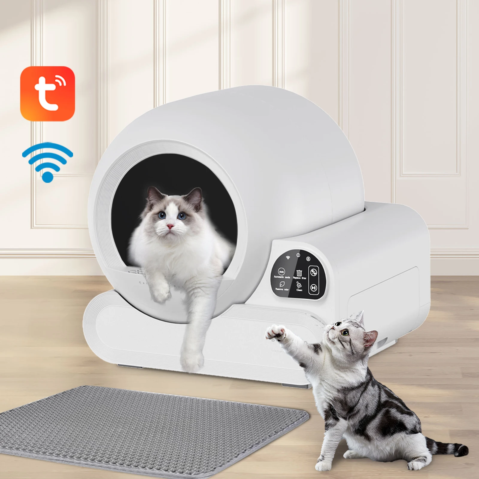 

STLF 70L XL Capacity Smart Odor Control Automatic Plastic Self-Cleaning Cat LitterS Box Easy Clean for Large Cats up to 10kg