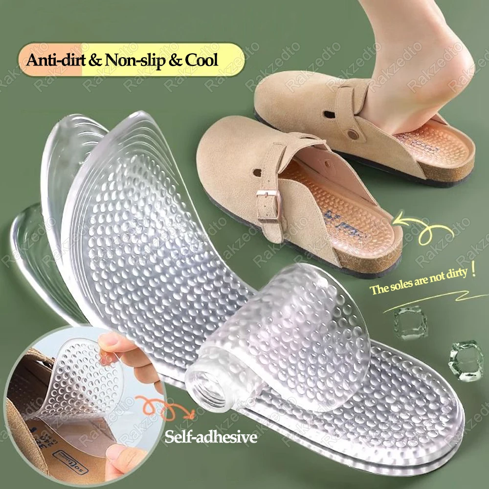 Silicone Gel Insoles for Shoes Woman Man Inserts Plantar Fasciitis Foot Massage Summer Cool Shoes Pads for High Heels & Sneakers