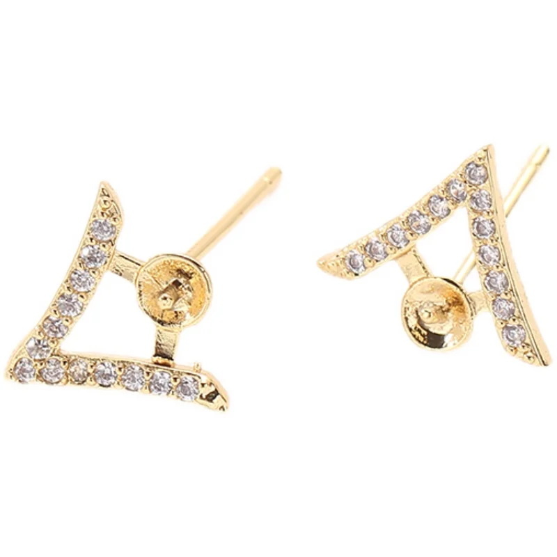 

1 пара позолоченных медных серег-гвоздиков E255 с жемчугом и серебряной иглой S925, фурнитура для изготовления ювелирных изделий, аксессуары для DIY-украшений