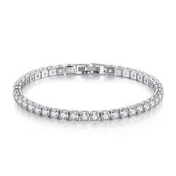 S925 Sterling Silver Bracelet Zirconia Tennis Ball Women Fashion Simple Engagement Wedding Charm Jewelry 4mm 16-20cm