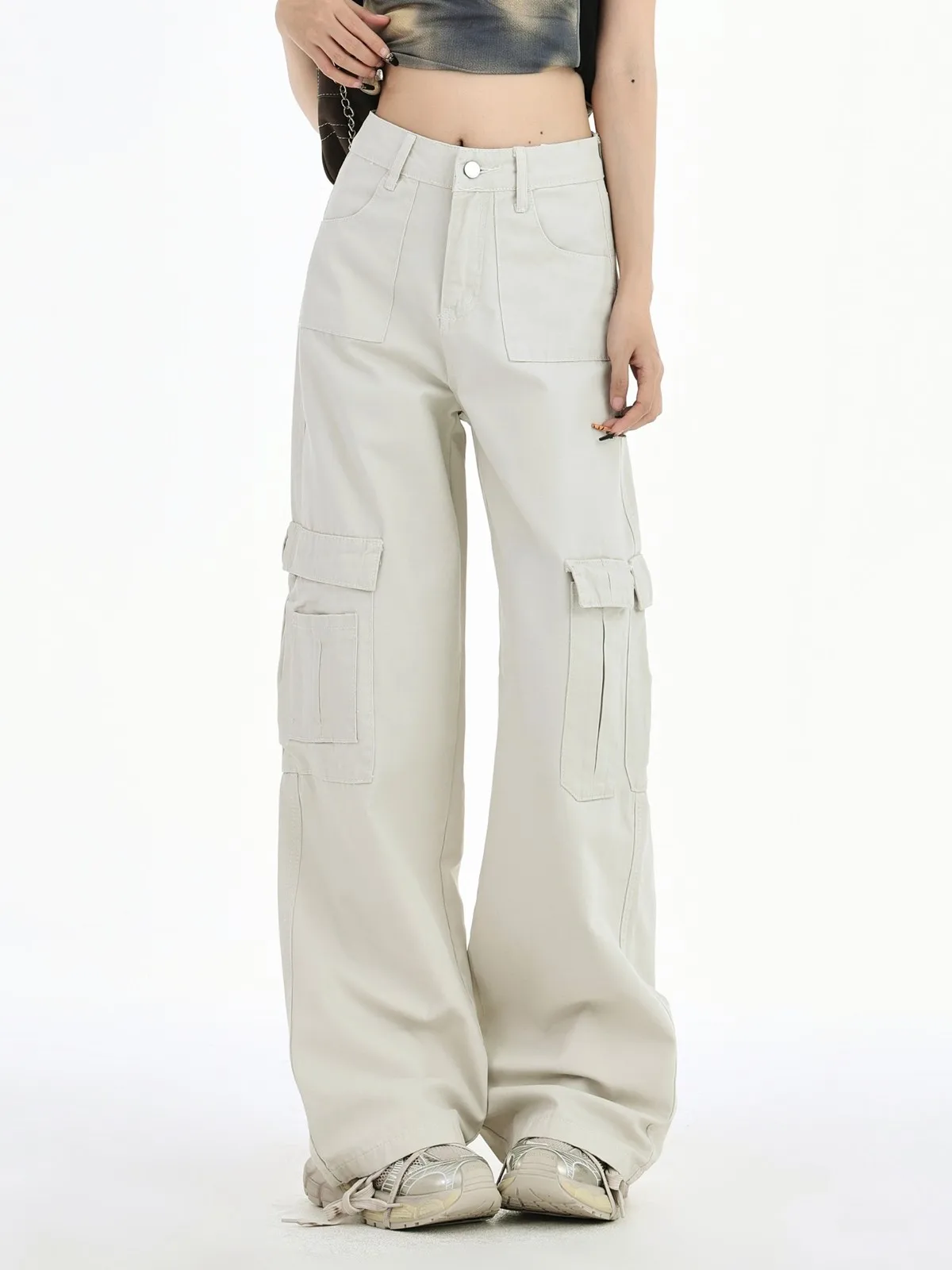 

ZHISILAO Wide Leg Cargo Pants Women Casual Pocket High Waist Trousers Spring Summer 2024
