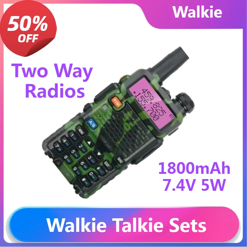 

UV-5R Camouflage Walkie Talkie BF-UV5R Portable Two Way Radios 5W 128CH 2800mAh Dual Band Wireless Communicato