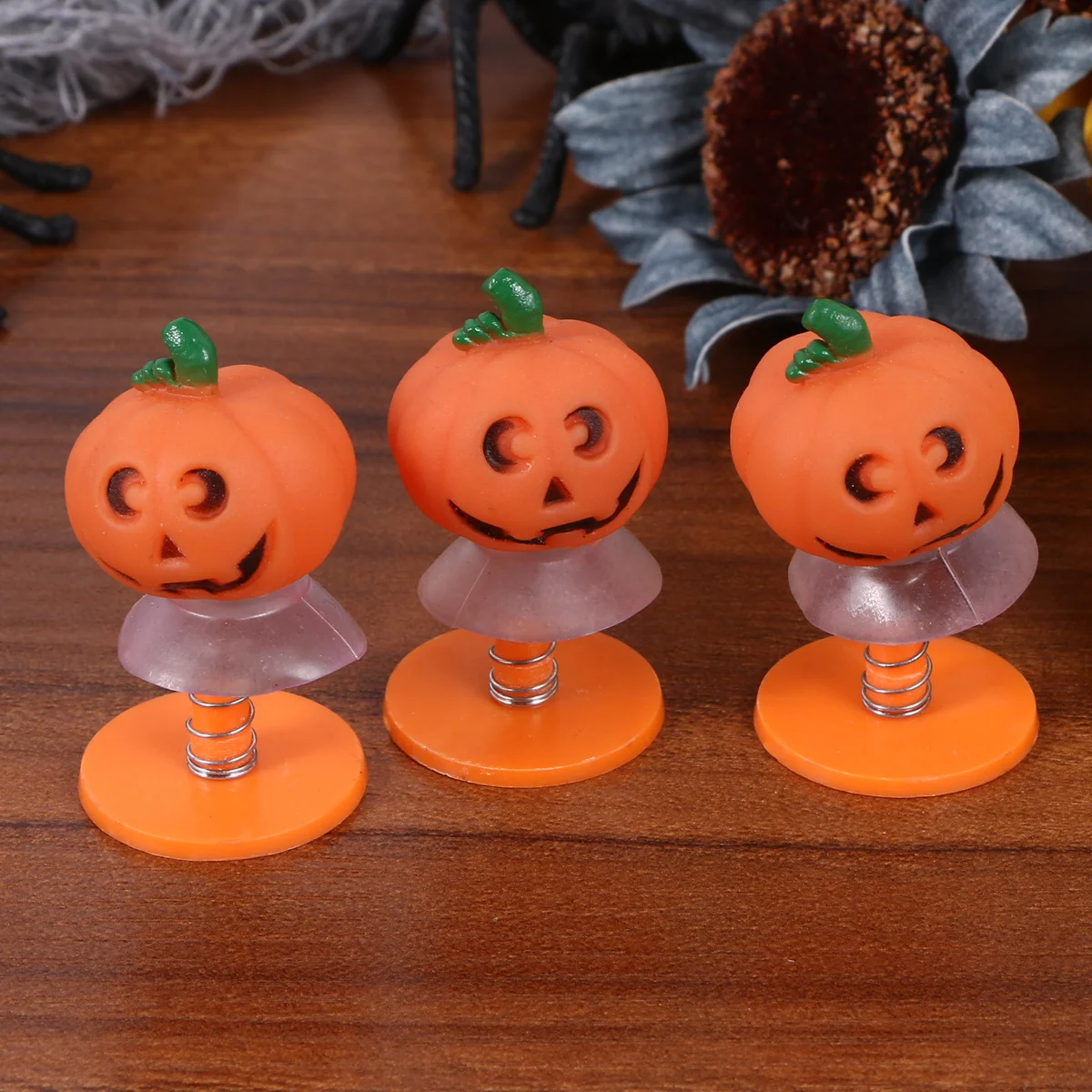 3 قطع هالوين اليقطين شكل مصاصة كذاب للأطفال القفز الصغيرة الزخرفية يطير القفز ترتد لعبة البلاستيك الربيع الجدة #5