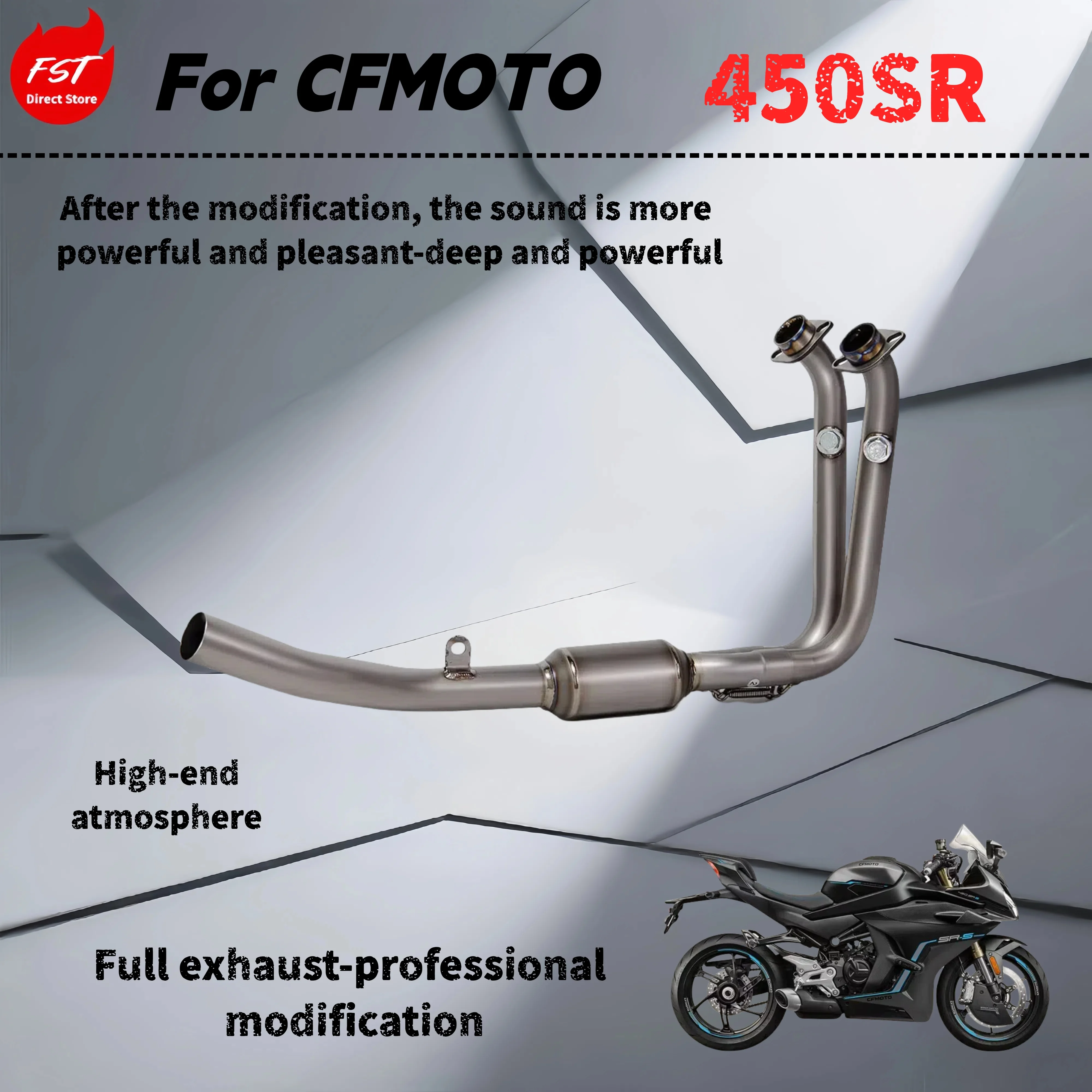 

For CFMOTO 450SR - Modified front exhaust pipe - deep, rich and powerful sound