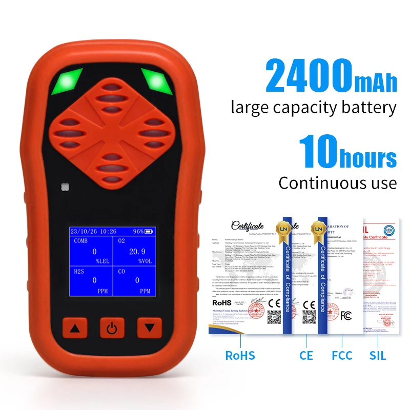 Portable Industrial Multigas Detector CO2 H3S O2 NH3 Gas Analyzers for Accurate Gas Monitoring