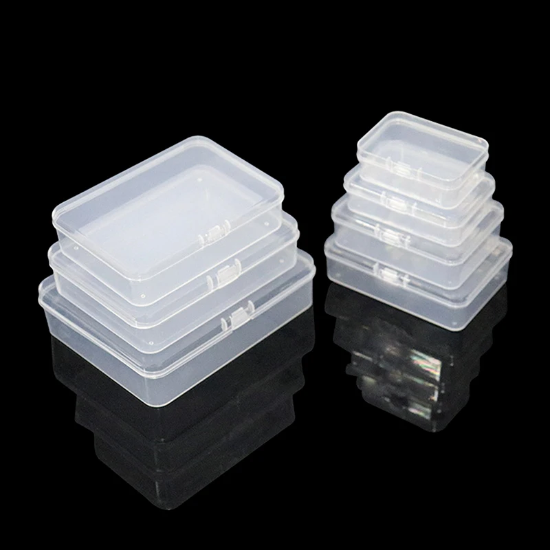 10pcs Rectangular Transparent Plastic Box Jewelry Card Stationery Storage Box Small Item Storage Box