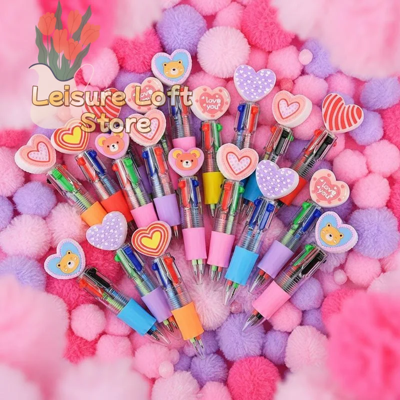 5/10/15Pcs Offices/Campuses/Birthdays/Valentine's Day Gifts Casual Style Novel Heart-shaped Retractable Ballpoint Pen Set