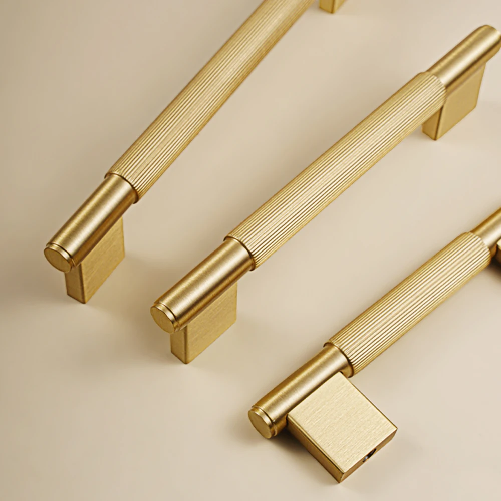 

Dooroom Solid Brass Straight Grain Pattern Modern Style Cabinet Refrigerator Door Pull Drawer Knobs Hardware Handles