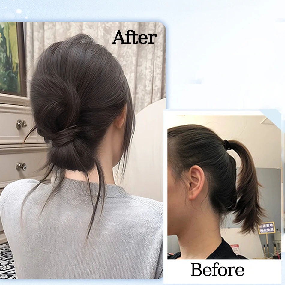 Synthetic Clamp Type Bowknot Hair Bun With Duckbill Clip Elegant And Natural Shuttlecock Head Ponytail Hair Extensions For Women image 4