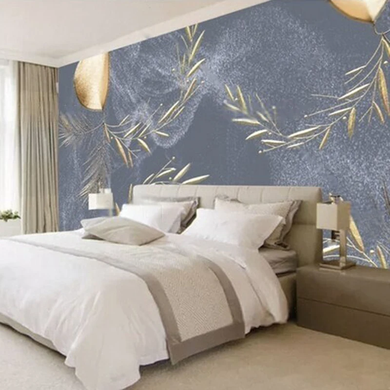 Papier Peint Panoramique Modern Papel Aesthetic Nordic Minimalist Elegant Ironwork Leaf Wallpaper Kitchen Cabinet Backsplash
