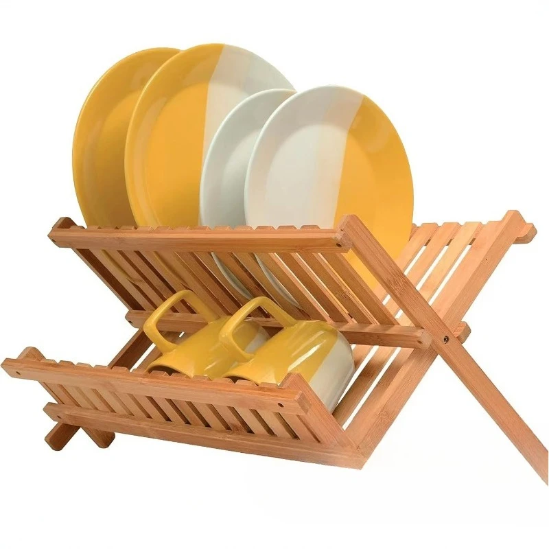 Wooden drain rack Vegetable plate storage Kitchen countertop Drying bowl rack Drain Bamboo